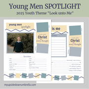 Young Men All about me printable, Getting to know you pages for LDS young men Young Men's Spotlight Sheets | 2025 LDS Youth Theme - Look unto Me in Every Thought | LDS Aaronic Priesthood YM Poster, Sunday School,
